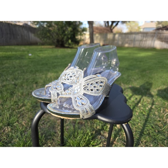 Italina by Summer Cutout Rhinestone Slide Sandals Mule Size 8 - Picture 4 of 12